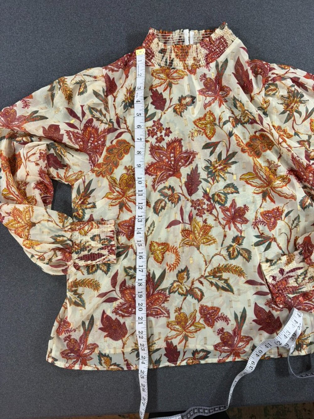 Autumnal Floral Blouse by Flying Tomato Boho Chic Whimsigoth Bohemain Shirt Top - Picture 5 of 14